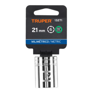 Dado de 21 mm, 6 puntas, cuadro 1/2″, truper 13271