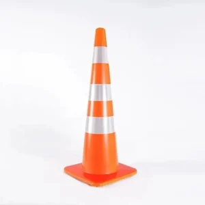 Cono vial 90cm 3 reflectivos base naranja