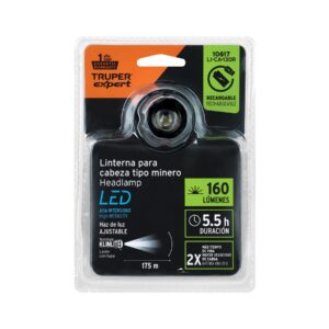 Linterna de minero led 160 lm, recargable, expert truper 10617