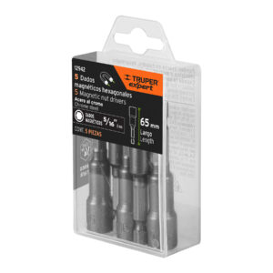 Estuche con 5 dados magnéticos de 5/16″ largo 2-1/2″, expert truper 12942